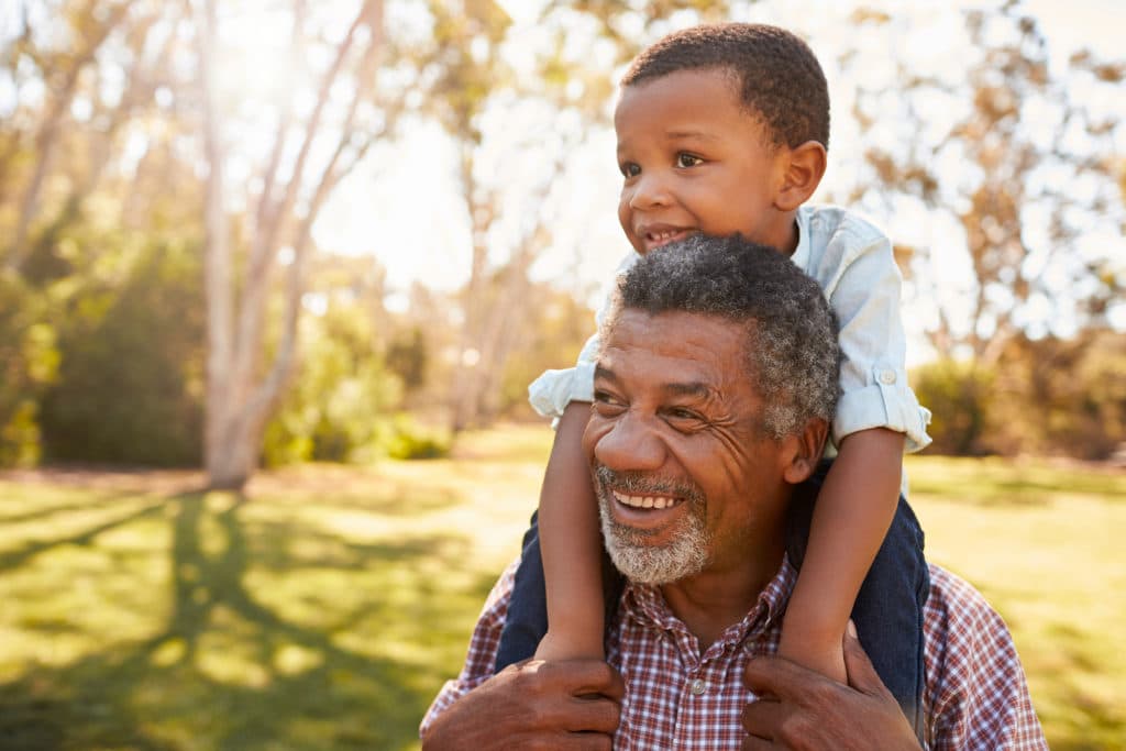 Black grandfather with grandson