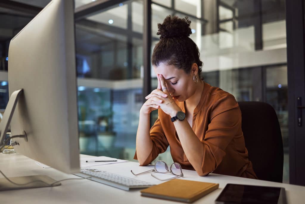 Image of a stressed out employee caregiver