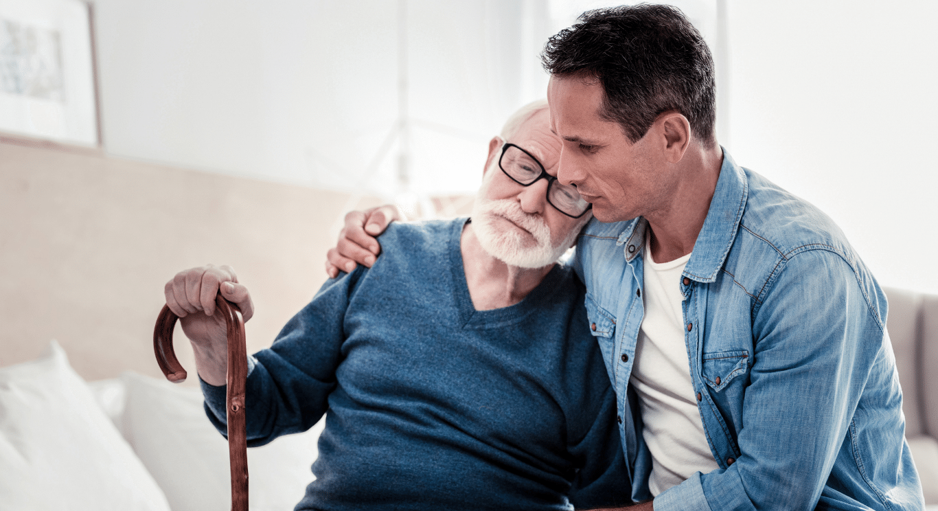 Son caring for aging father, concerned about rising healthcare costs