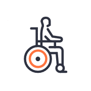 Icon of an individual in a wheel chair.